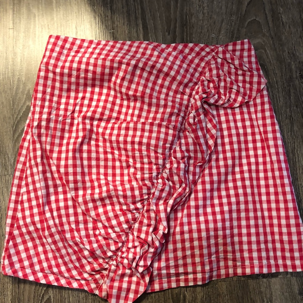 Red and white gingham skirt